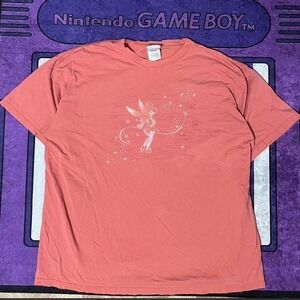 Vintage 90's Large Pink & white baggy Disney Tinker Bell graphic tee